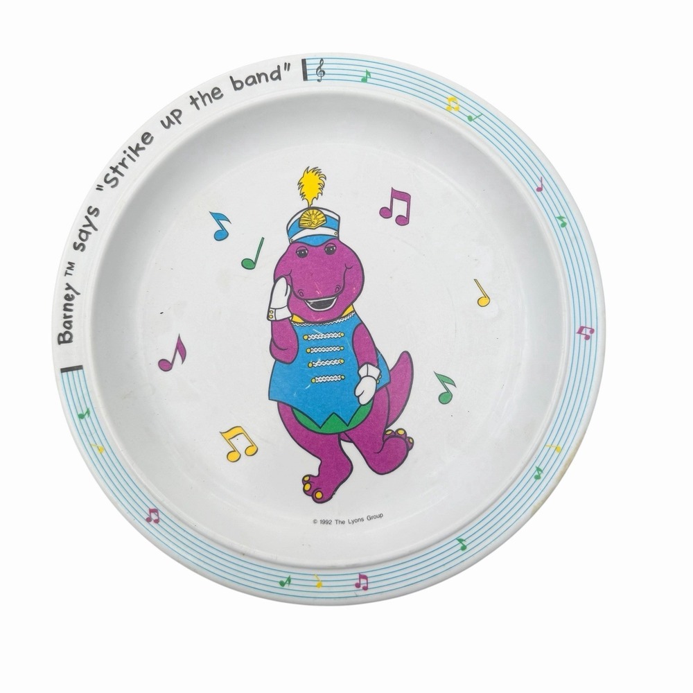 Selandia Barney Plate Kids 8.5in‎ White Vintage 1992 Strike Up The Band